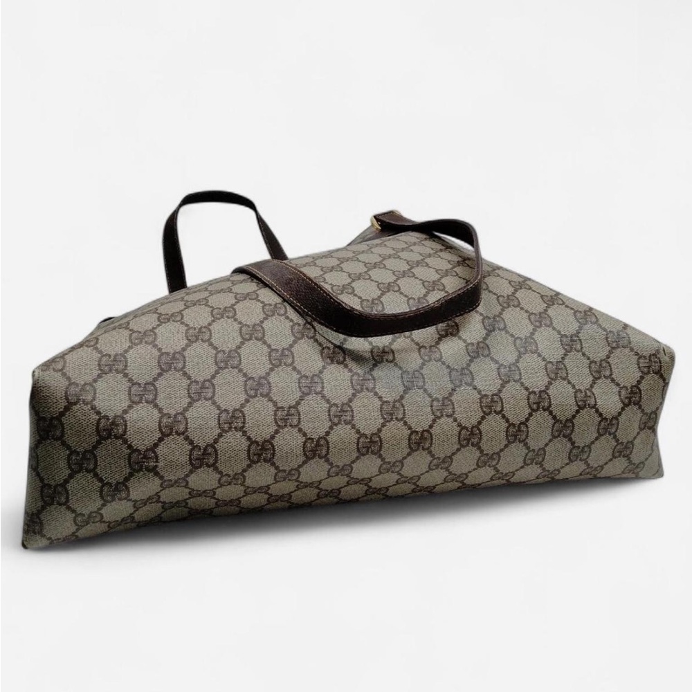 Gucci Vintage GG Canvas Web Stripe Tote Bag Brown Monogram Authentic - Picture 5 of 9